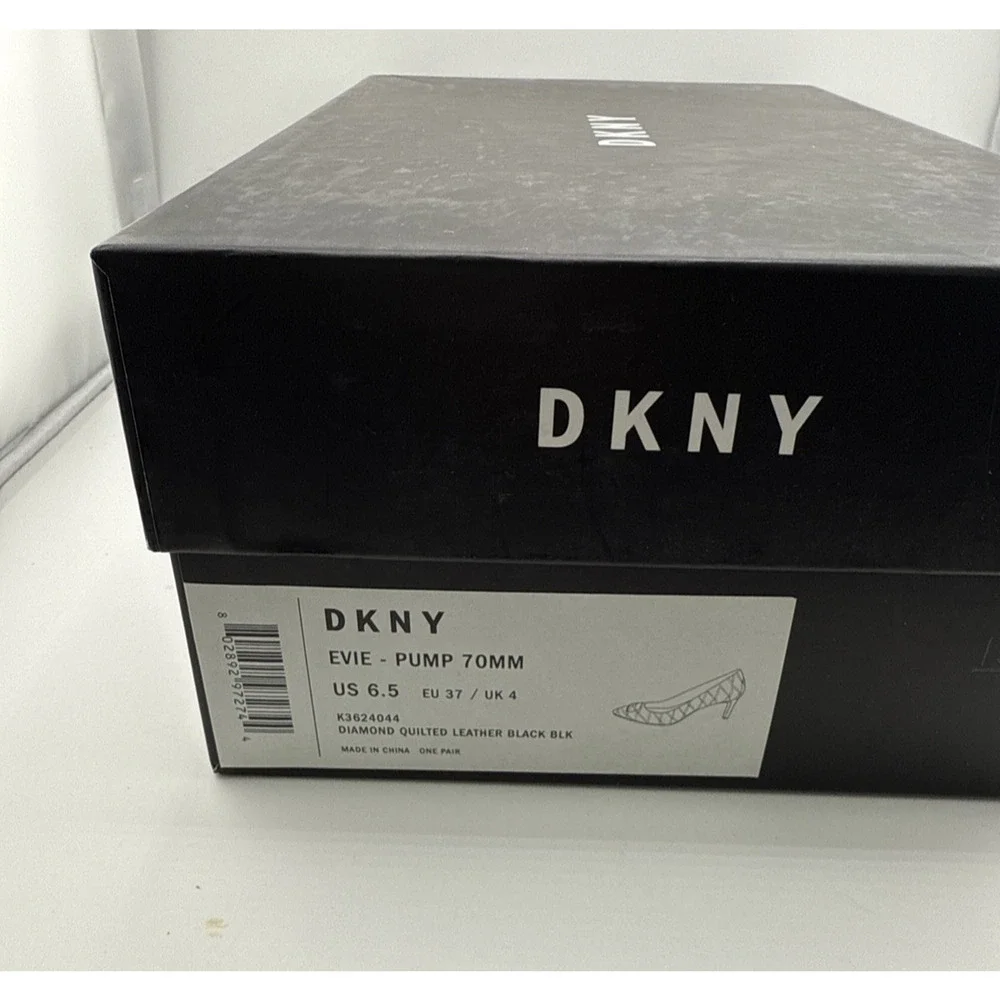 DKNY Womens Evie Black Quilted Leather Pointed Toe Classic Pumps Size 6.5 US NWB